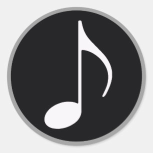 Pegatina Redonda negro del ~ de la nota musical