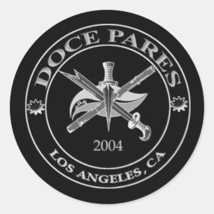 Pegatina Redonda negro del logotipo de doce pares