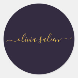 Pegatina Redonda Negro dorado personalizado