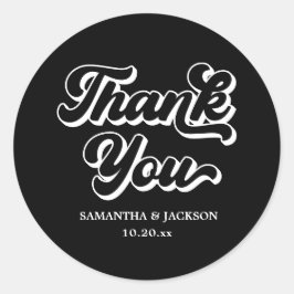 Pegatina Redonda Negro Gracias Favor De La Boda