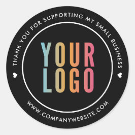 Pegatina Redonda Negro Gracias Por Apoyar Mi Pequeño Negocio