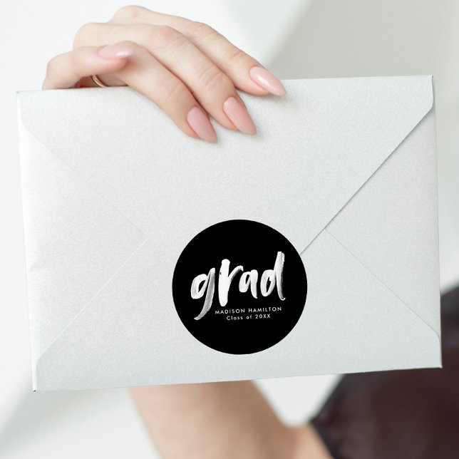 Pegatina Redonda Negro | Graduación de guión de pincel (Subido por el creador)