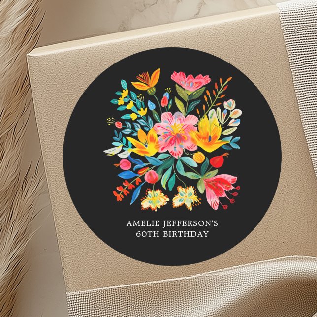 Pegatina Redonda Negro Mexicano Brillante Fiesta Favor (Subido por el creador)