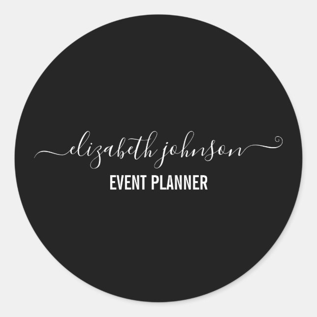 Pegatina Redonda Negro Minimalista moderno (Anverso)