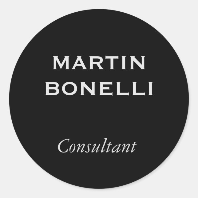 Pegatina Redonda Negro moderno llano Minimalista (Anverso)