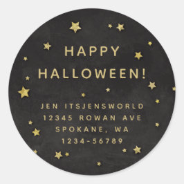Pegatina Redonda Negro + Oro Estrellas Personalizado Texto/Direcció