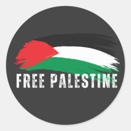 Pegatina Redonda Negro PALESTINO LIBRE