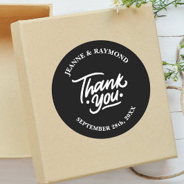 Pegatina Redonda Negro personalizado moderno gracias a favor de la 