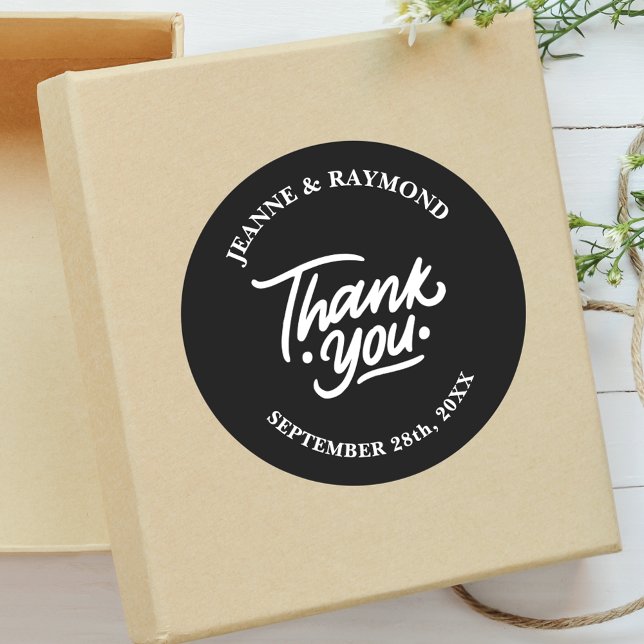 Pegatina Redonda Negro personalizado moderno gracias a favor de la  (Subido por el creador)