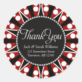 Pegatina Redonda Negro Rojo + Blanco Gracias Pegatinas redondos