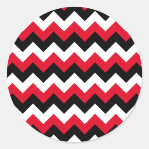 Pegatina Redonda Negro Rojo y Zigzag Blanco
