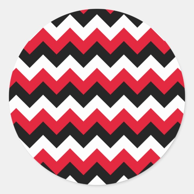 Pegatina Redonda Negro Rojo y Zigzag Blanco (Anverso)