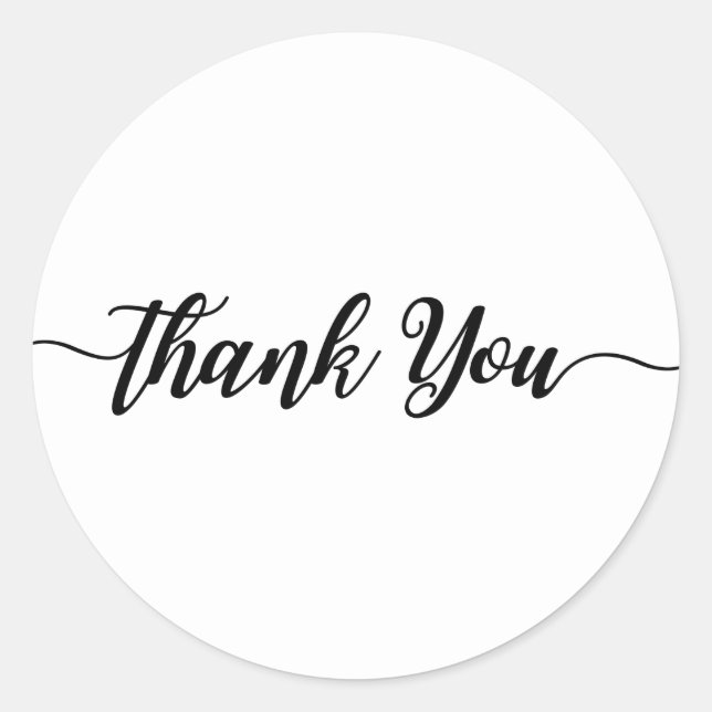 Pegatina Redonda Negro Tipo de guión Blanco Gracias Fiesta Moderno (Anverso)