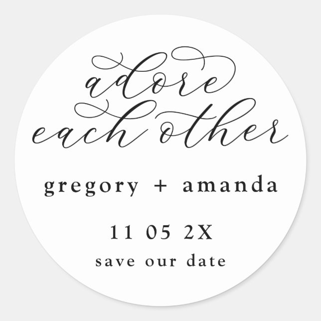 Pegatina Redonda Negro tradicional sobre caligrafía blanca elegante (Anverso)