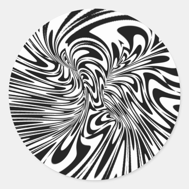 Pegatina Redonda negro y blanco abstracto (Anverso)