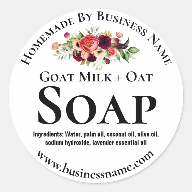 Pegatina Redonda Negro Y Blanco Con Láminas De Jabón De Flores Colo (Anverso)