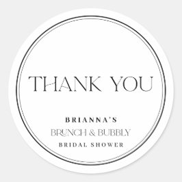 Pegatina Redonda Negro y blanco Gracias Brunch & Bubbly