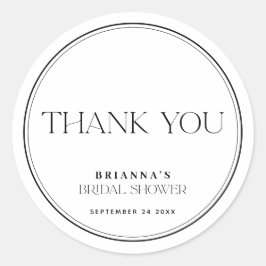 Pegatina Redonda Negro y blanco gracias ducha de novia