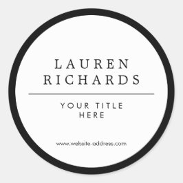 Pegatina Redonda Negro y blanco profesional de lujo