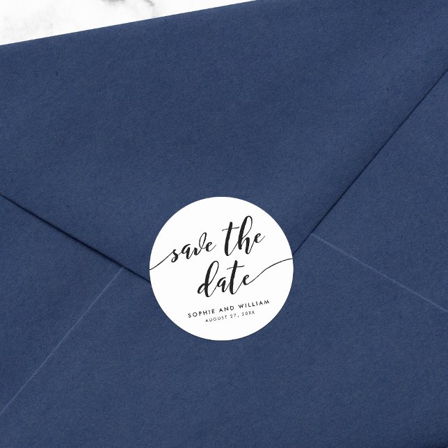 Pegatina Redonda Negro y Blanco Relájate Guión Reservar la Fecha (Subido por el creador)