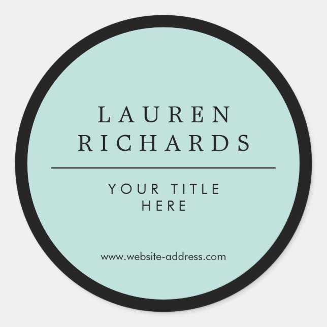 Pegatina Redonda Negro y menta de lujo profesional (Anverso)