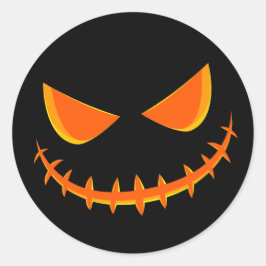 Pegatina Redonda Negro y Naranja Feliz Jack O Lantern Face