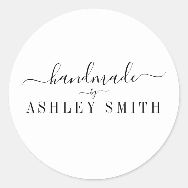 Pegatina Redonda Negros simples Minimalistas de fabricación artesan (Anverso)