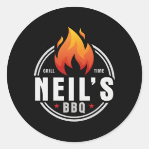 Pegatina Redonda Neil'S Bbq