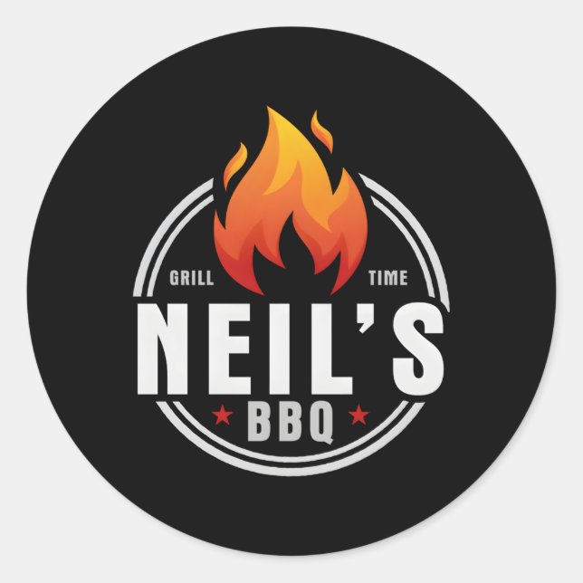 Pegatina Redonda Neil'S Bbq (Anverso)