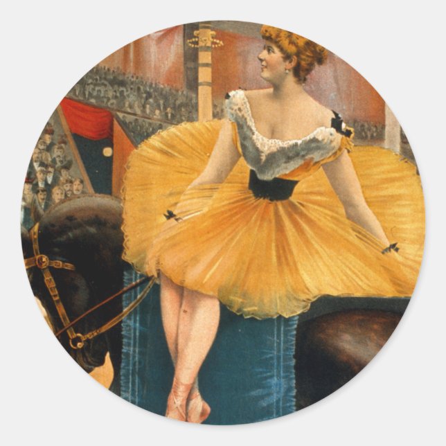 Pegatina Redonda Nellie McHenry en una noche en el circo (Anverso)