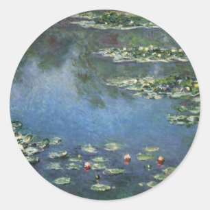 Pegatina Redonda Nenúfares por Claude Monet, Flores Vintage
