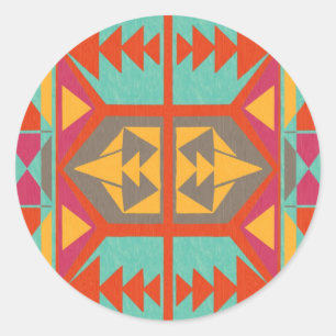Pegatina Redonda Neo Native Tribal
