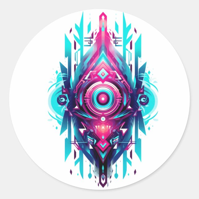 Pegatina Redonda Neo-Tribal Sigil (Anverso)