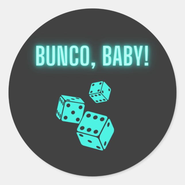 Pegatina Redonda Neon Aqua Bunco Baby (Anverso)
