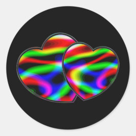 Pegatina Redonda Neon Aurora Hearts