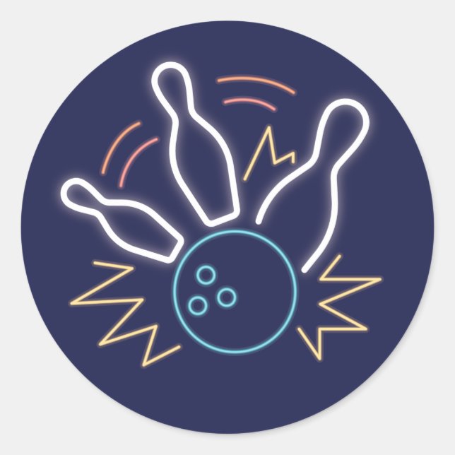 Pegatina Redonda Neon Cyber Bowling (Anverso)