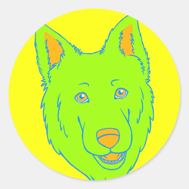 Pegatina Redonda Neon Dog (Anverso)
