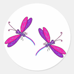 Pegatina Redonda Neon Dragonfly Pegatinas