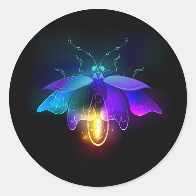 Pegatina Redonda Neon Firefly en negro (Anverso)