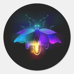 Pegatina Redonda Neon Firefly en negro
