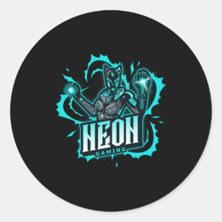 Pegatina Redonda Neon Gaming