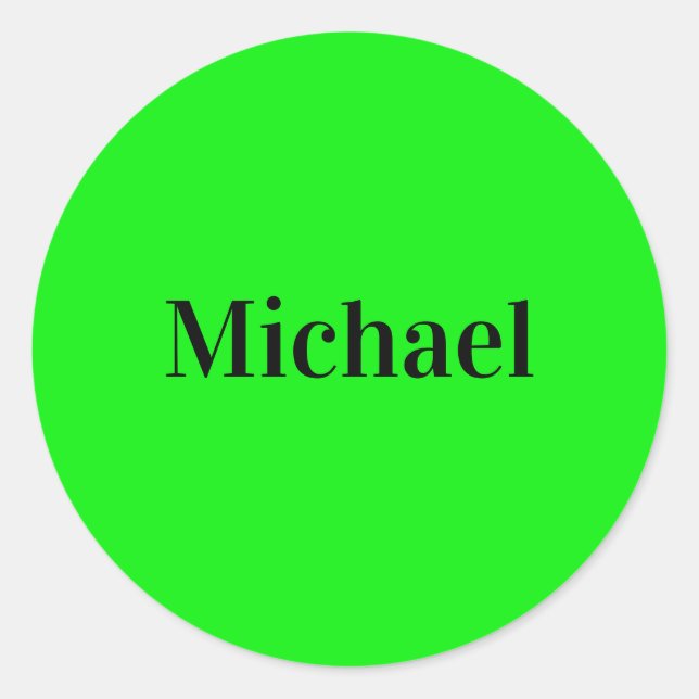 Pegatina Redonda Neon Green Elegant Name Color Trendy Fashion (Anverso)