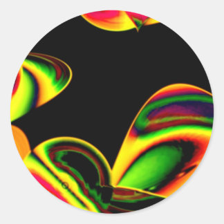 Pegatina Redonda Neón hoja