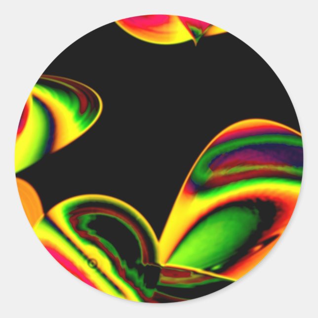 Pegatina Redonda Neón hoja (Anverso)