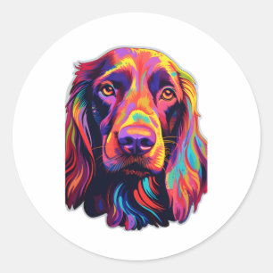 Pegatina Redonda Neon Irish Setter