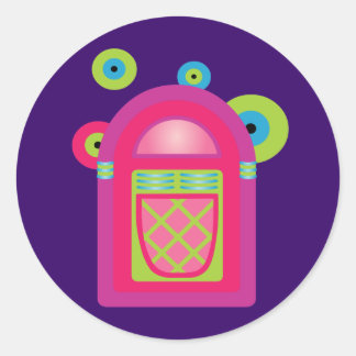 Pegatina Redonda Neon Jukebox