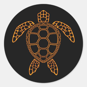 Pegatina Redonda Neon Lava Sea Turtle Design