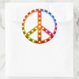 Pegatina Redonda Neon Peace Sign