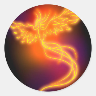 Pegatina Redonda Neon Phoenix