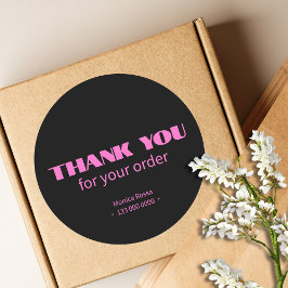 Pegatina Redonda Neón simple profesional moderno negro rosa